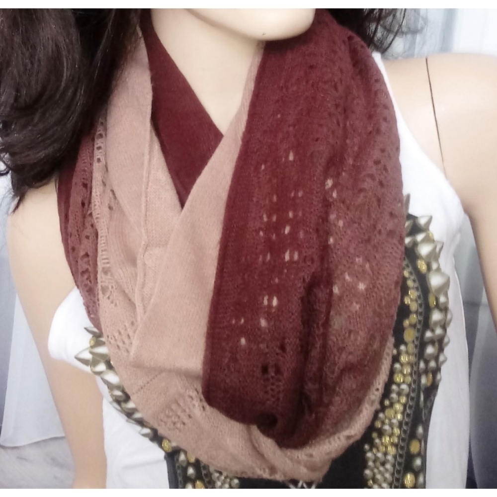 Tan mocha Brown gradient soft knit infinity scarf - Picture 4 of 4